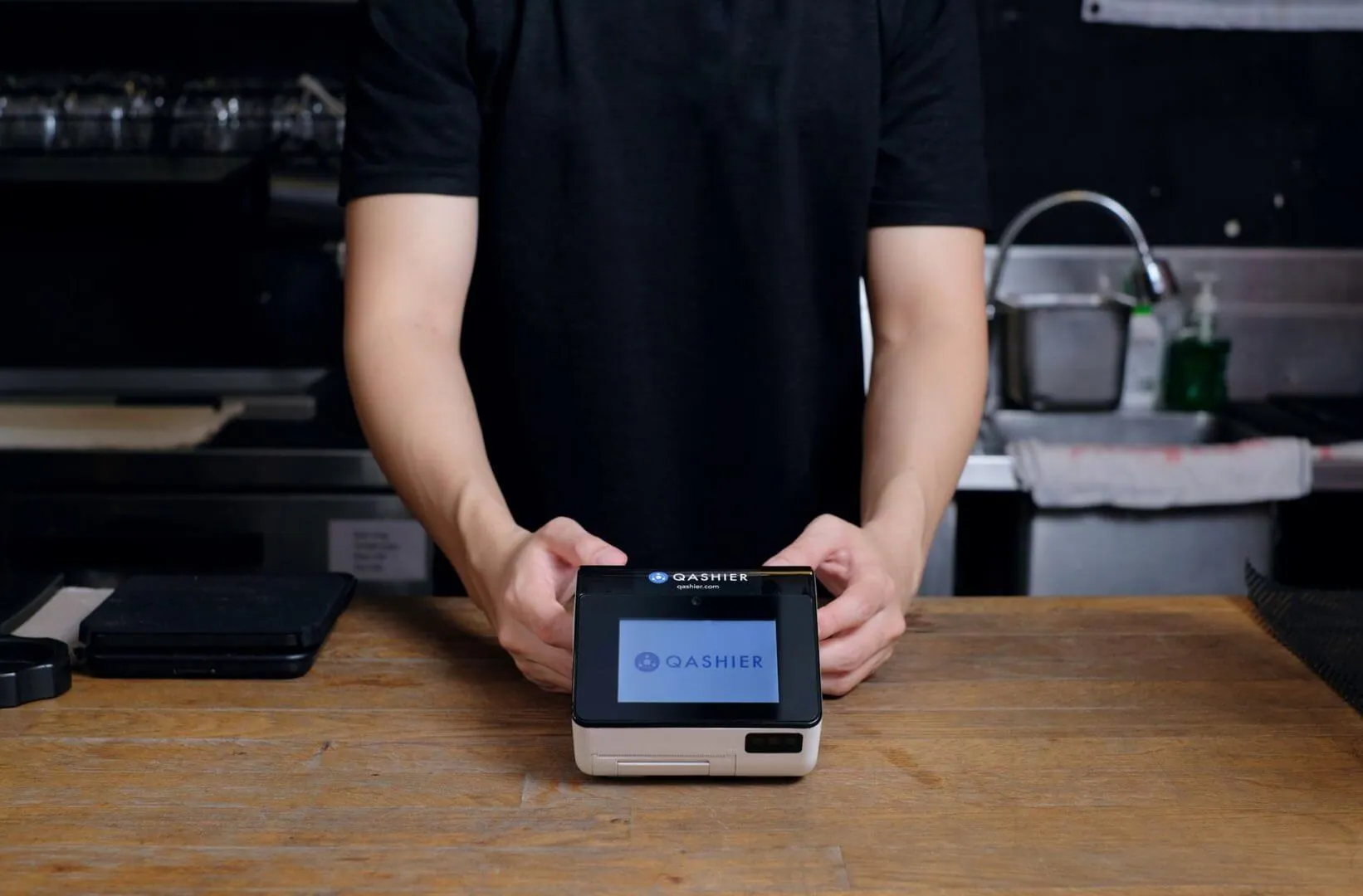Qashier POS hardware on counter