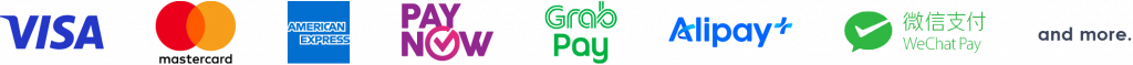 Visa, Mastercard, Amex, QR Ph, GrabPay, Alipay+, WeChat Pay and more