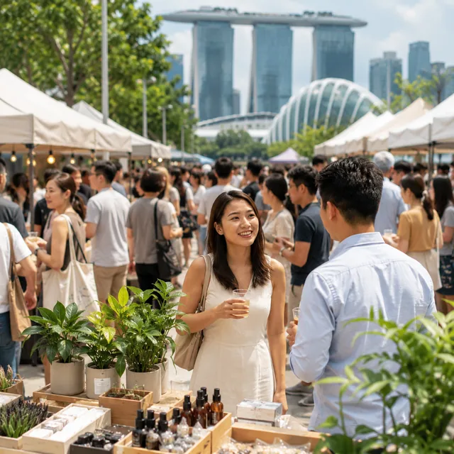 Busy pop-up event with shoppers