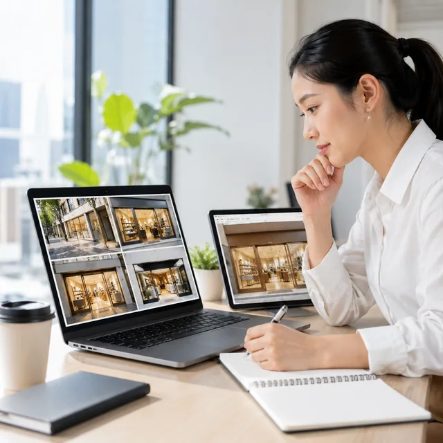 Owner reviewing multiple store locations on a laptop