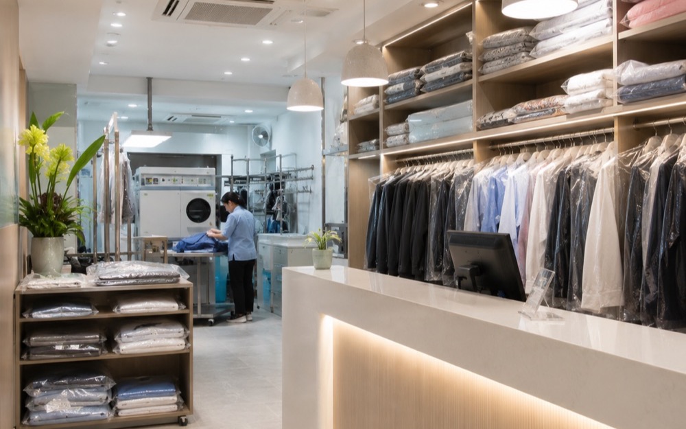 Laundry and dry-cleaning shop counter