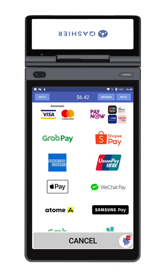 QashierX2 accepting cards, PayNow and e-wallets