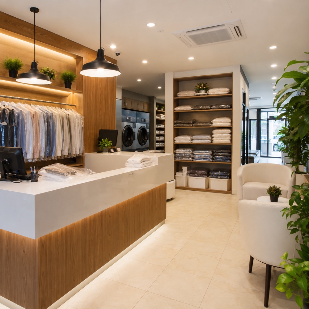 Laundry and dry cleaning service counter
