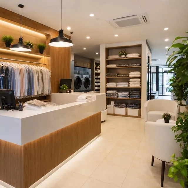 Laundry and dry cleaning service counter