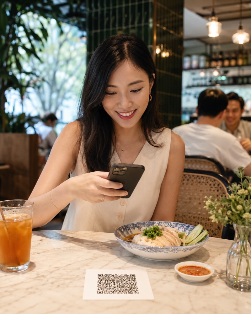 Guest scanning a QR code to order from the table