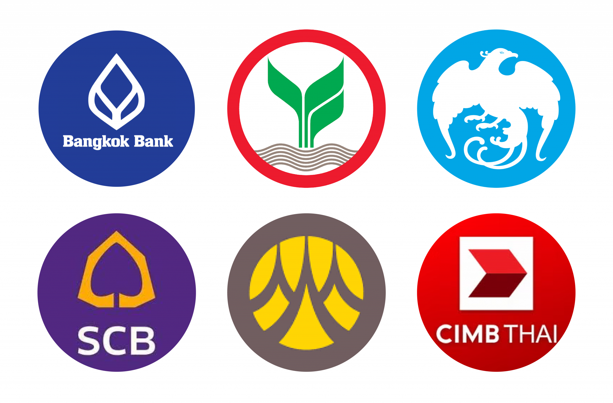 Bangkok Bank, กสิกรไทย, กรุงไทย, SCB, กรุงศรี และ CIMB Thai