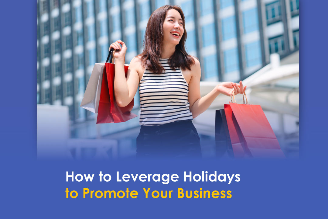 Happy Asian woman shopping on holiday -How to Leverage Holidays to Promote Your Business blog article