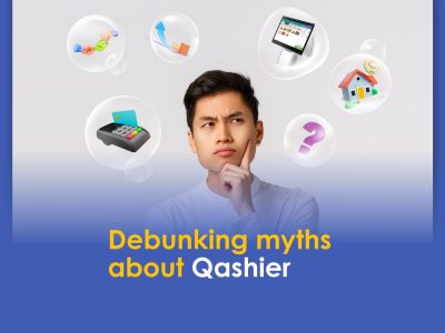 A man thinking, trying to understand and debunk myths about Qashier and POS systems.